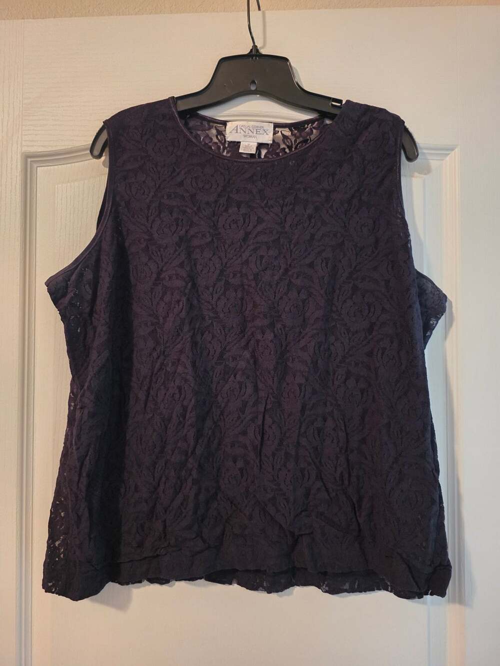 Casual Corner Annex Woman Dark Navy Floral Lace Sleeveless Tank Top Size 1X